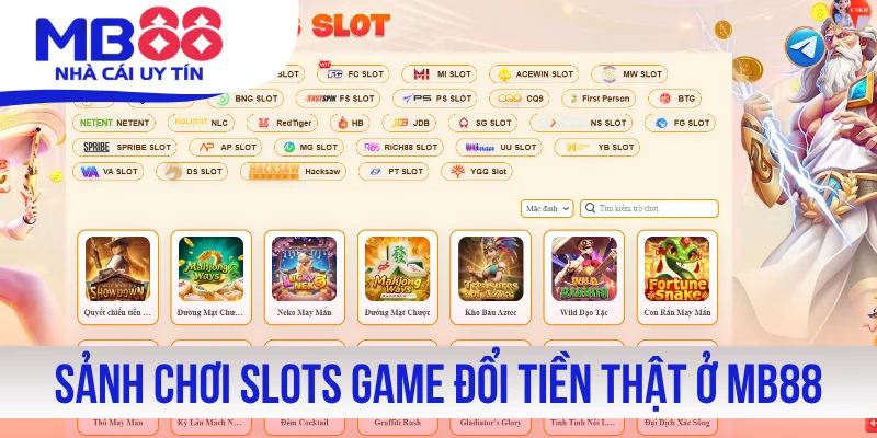 Sảnh chơi slots game đổi tiền thật ở website MB88